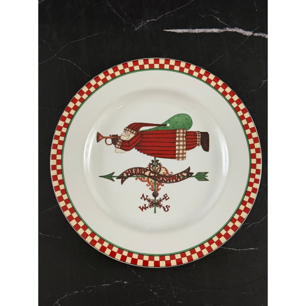 Vintage 1998 Sakura Debbie Mumm Magic of Santa Weathervane 8in Plate